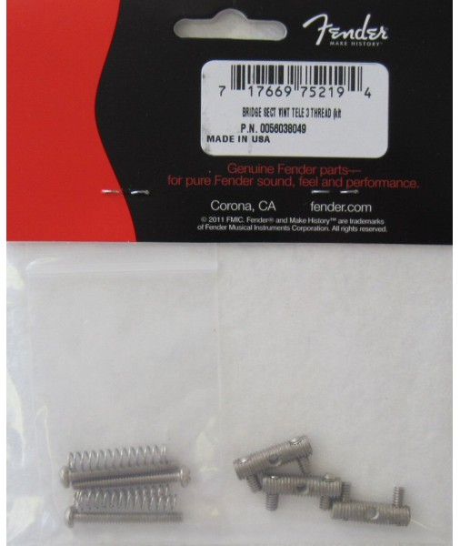 Fender '59 Telecaster (Tele) Threaded Steel Bridge Saddles, Set of 3 0056038049