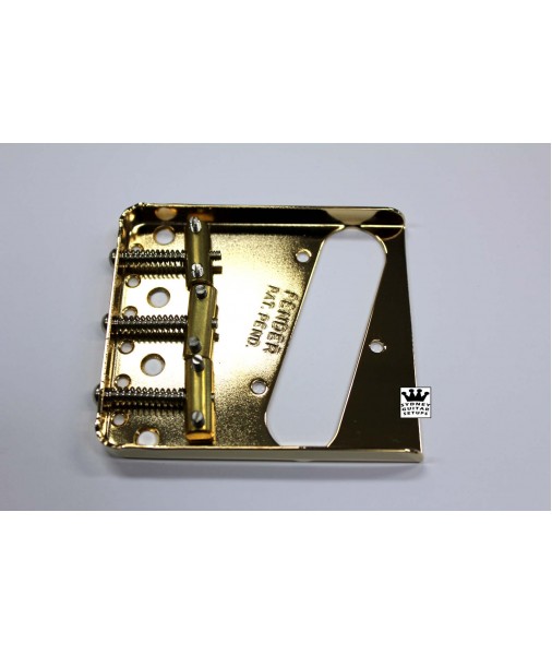 Fender Tele Bridge Vintage 3-Compensated Brass Saddle Bridge Assembly, Gold 0990806210