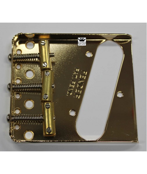 Fender Tele Bridge Vintage 3-Compensated Brass Saddle Bridge Assembly, Gold 0990806210