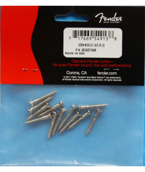 Fender Slot Head '52 Tele Bridge Plate Mounting Screws (12) - Nickel Plated 0018371049