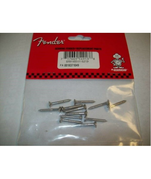Fender Slot Head '52 Tele Bridge Plate Mounting Screws (12) - Nickel Plated 0018371049