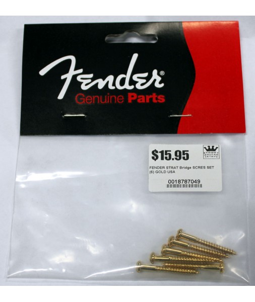 FENDER STRAT Bridge SCREWS SET (6) GOLD USA. 0018787049