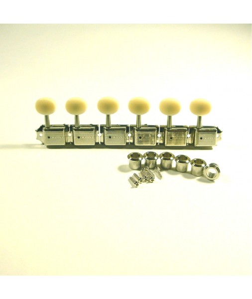 6 In A Line Kluson Nickel/Plastic Button SD9105MNP