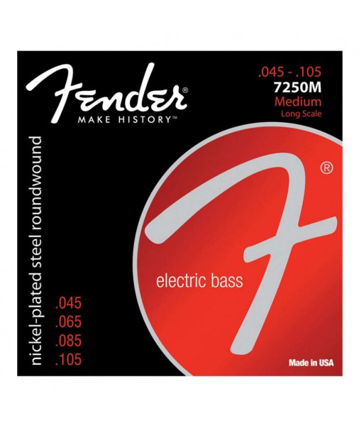 45 to 105 FENDER Bass strings 7250M Nickel Plated Steel Long Scale Medium  0737250406