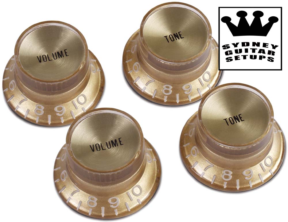 3 Gold-Silver Reflector Cap Knobs 1 Vol 2 Tone Epiphone Top Hat Bell Les Paul Sg 